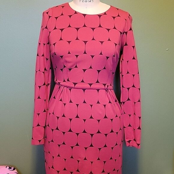 Boden Ponte Geo Circle Print Red Sheath Dress - Picture 1 of 6
